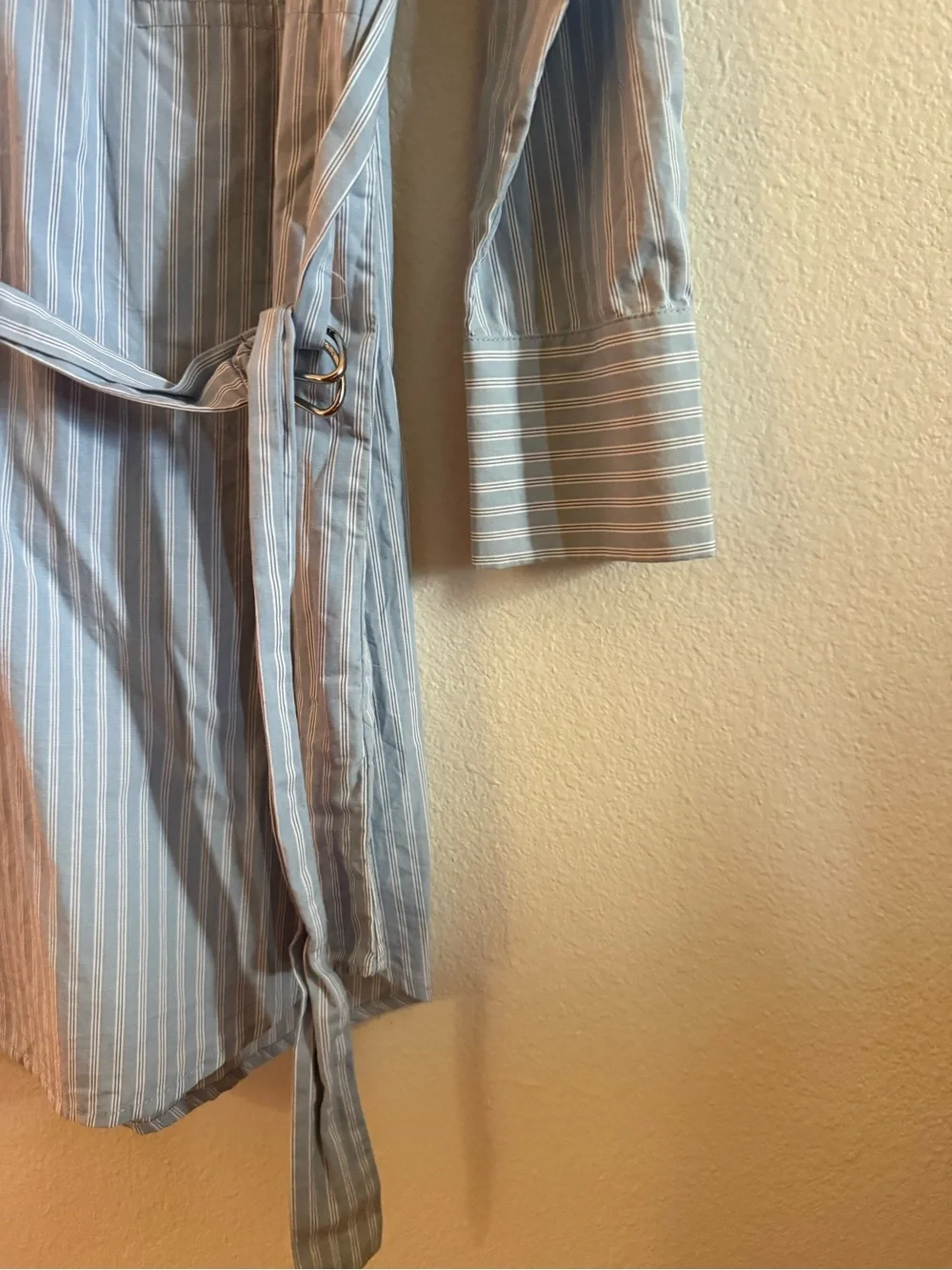 Michael Kors Light Blue Striped Long-Sleeve Shirt Dress